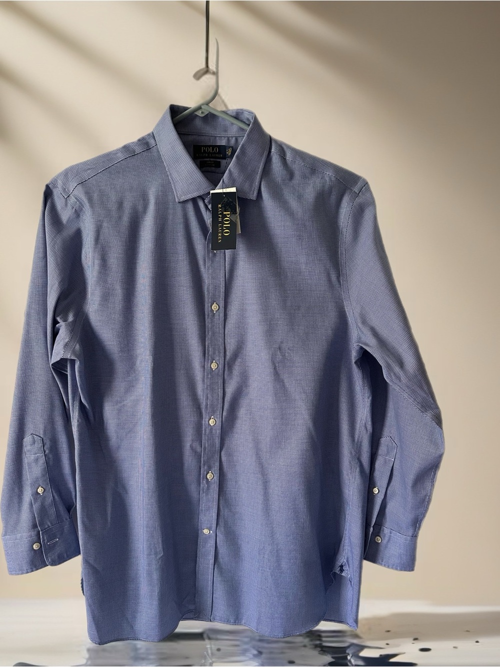 NWT Polo Ralph Lauren Light Blue Micro-Check Dress Shirt